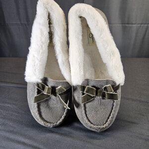 Jessica Simpson Slipper Micro Suede Moccasin Fuzzy Warm Shoe XL 9-10 Women